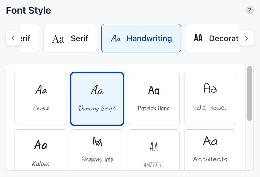 Schriftstil auswählen