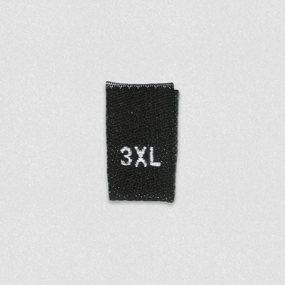 Schwarzes gewebtes Größenetikett – Größe 3XL – gefertigt von LabelGo